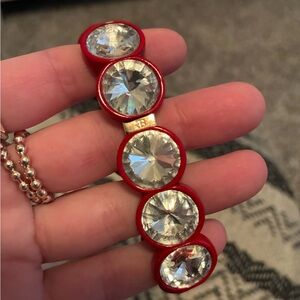 Alicia Bonnie “Shine On” Red and Gold Crystal Women's Stretch Bracelet